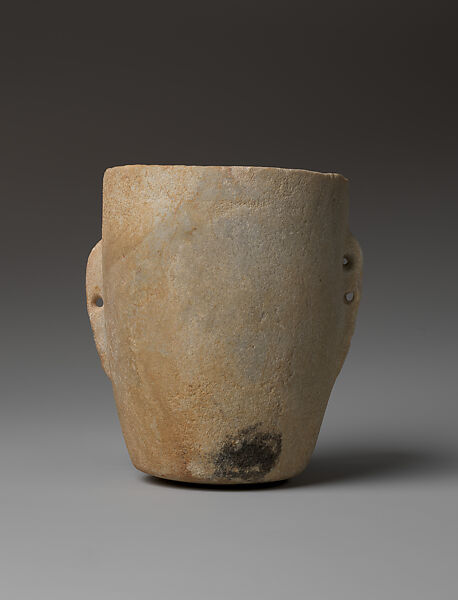 Marble vase with lug handles, Marble, Cycladic