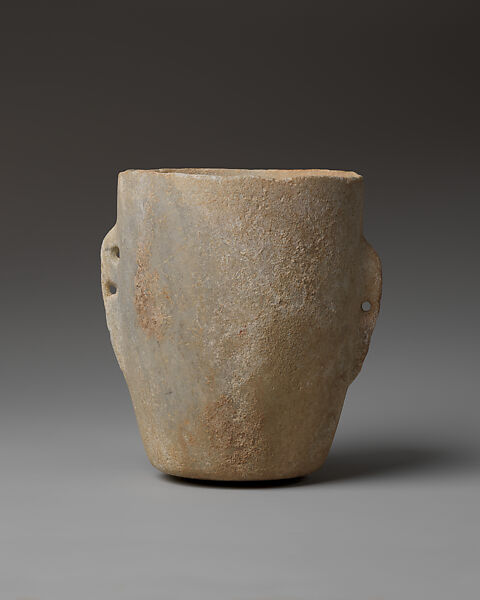 Marble vase with lug handles, Marble, Cycladic