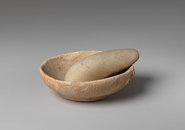 Marble bowl with pebble, Marble, Cycladic 