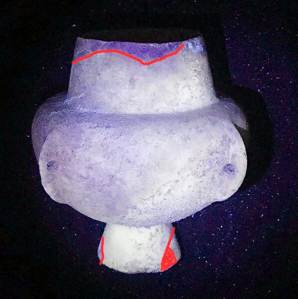 Marble vase with high foot and lug handles, Marble, Cycladic