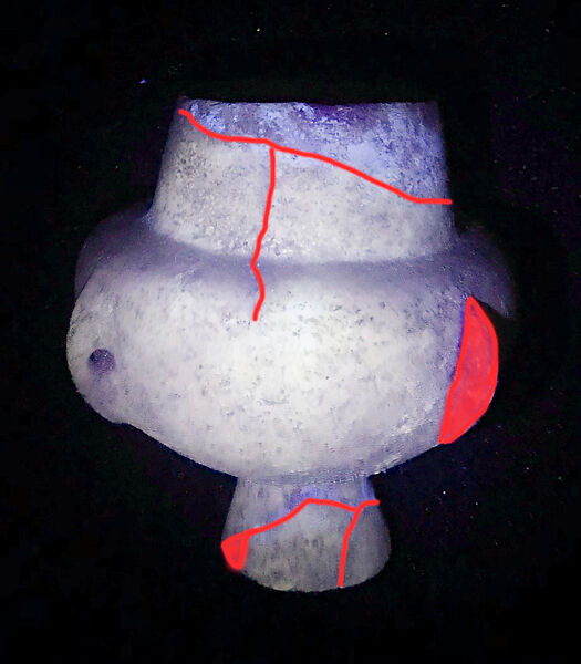 Marble vase with high foot and lug handles, Marble, Cycladic