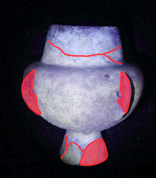 Marble vase with high foot and lug handles, Marble, Cycladic