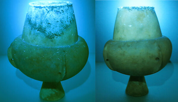 Marble vase with high foot and lug handles, Marble, Cycladic