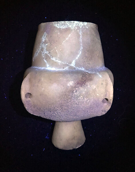 Marble vase with high foot and lug handles, Marble, Cycladic