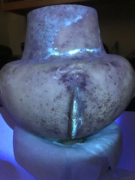 Marble vase with high foot and lug handles, Marble, Cycladic