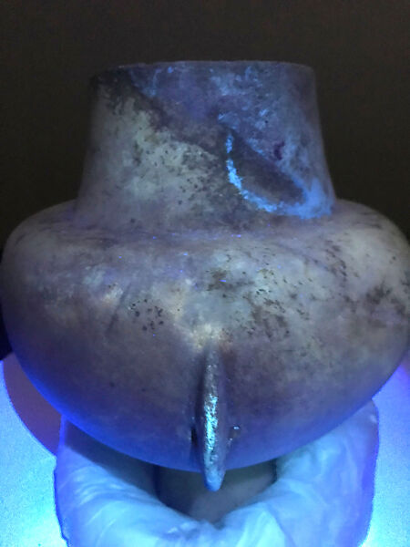 Marble vase with high foot and lug handles, Marble, Cycladic