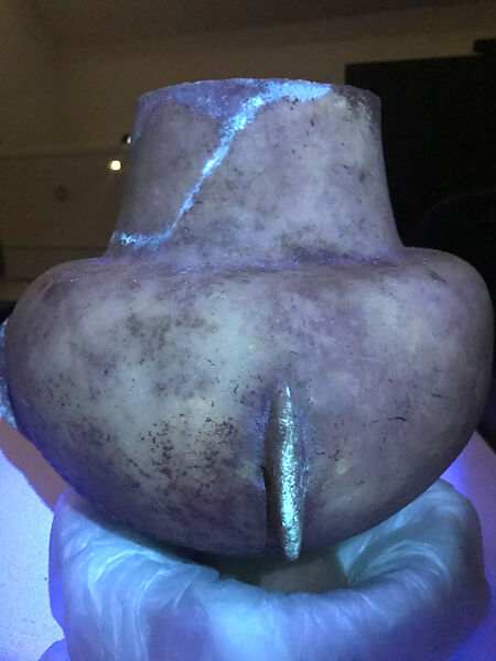 Marble vase with high foot and lug handles, Marble, Cycladic