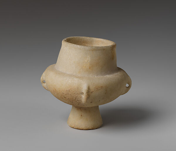 Marble vase with high foot and lug handles, Marble, Cycladic