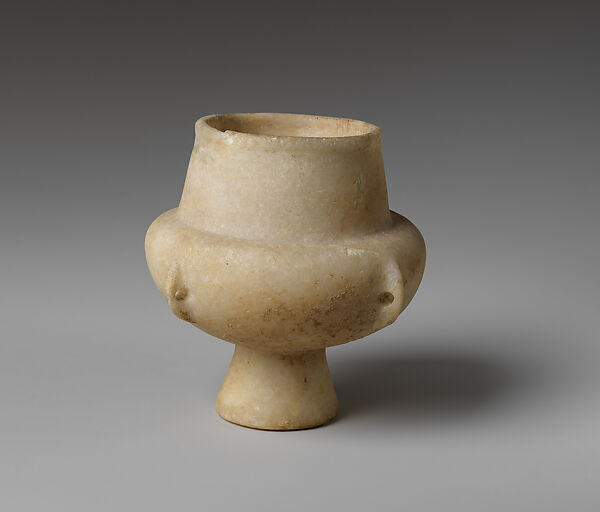 Marble vase with high foot and lug handles, Marble, Cycladic
