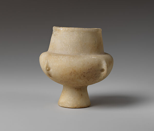 Marble vase with high foot and lug handles, Marble, Cycladic