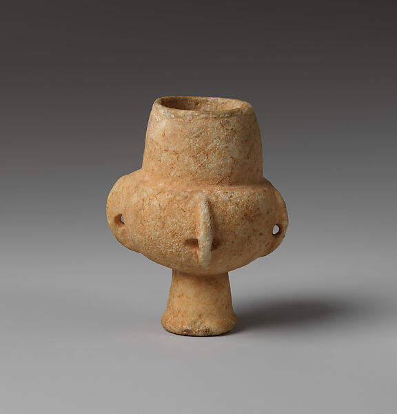 Marble vase with high foot and lug handles, Marble, Cycladic