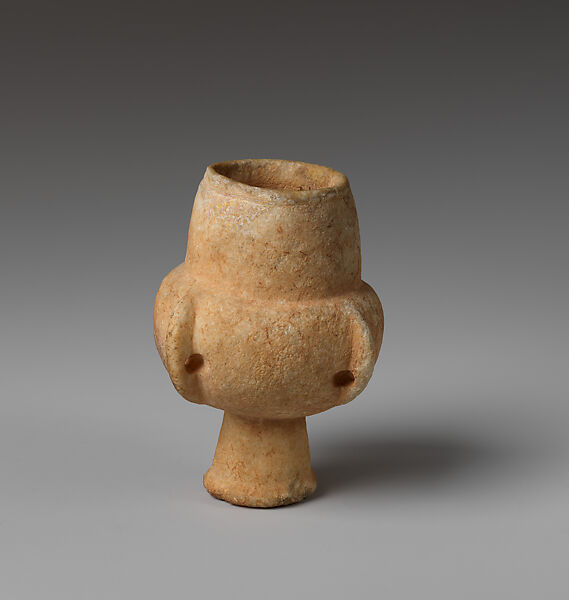Marble vase with high foot and lug handles, Marble, Cycladic