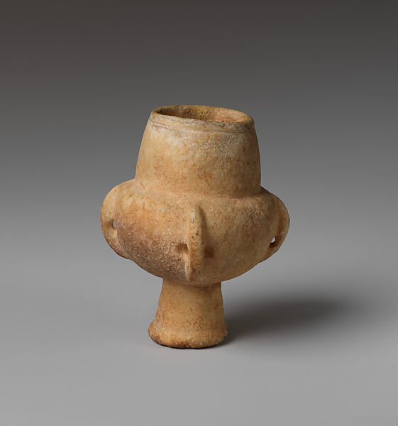 Marble vase with high foot and lug handles, Marble, Cycladic 