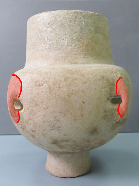 Marble vase with high foot and lug handles, Marble, Cycladic