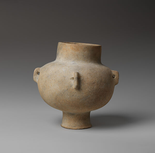 Marble vase with high foot and lug handles, Marble, Cycladic