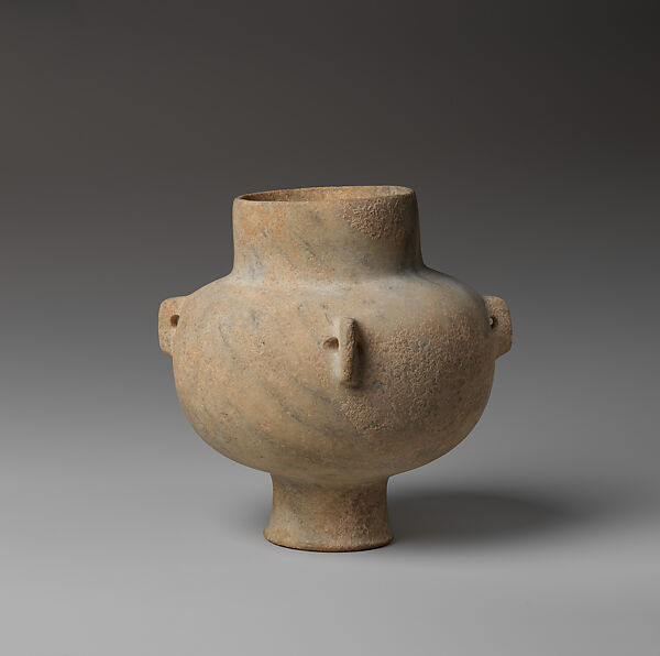 Marble vase with high foot and lug handles, Marble, Cycladic