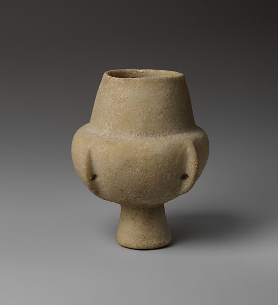 Marble vase with high foot and lug handles, Marble, Cycladic