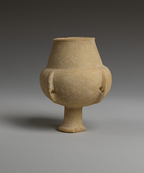 Marble vase with high foot and lug handles, Marble, Cycladic