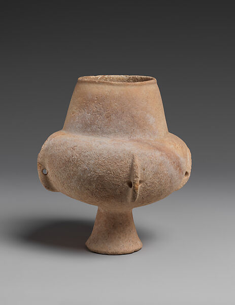 Marble vase with high foot and lug handles, Marble, Cycladic