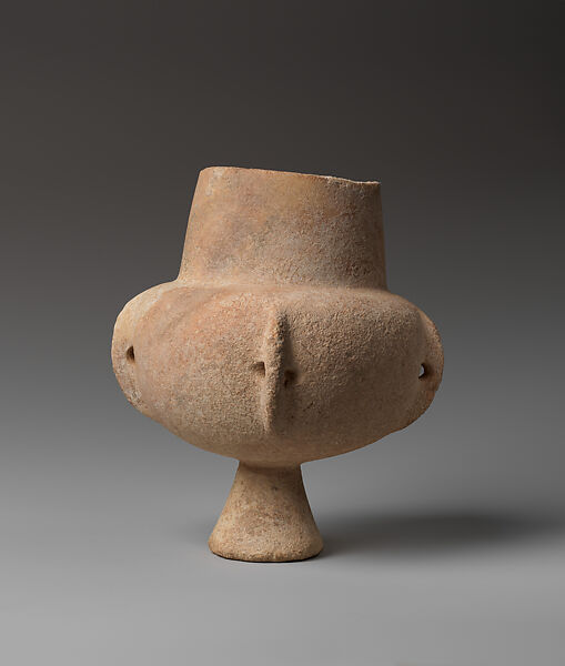 Marble vase with high foot and lug handles, Marble, Cycladic