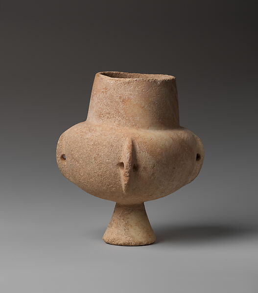 Marble vase with high foot and lug handles, Marble, Cycladic