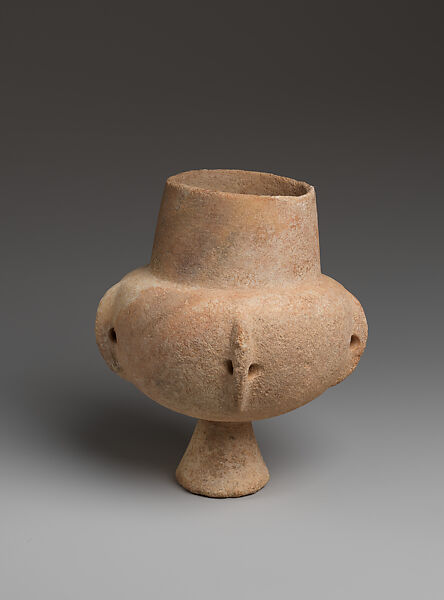 Marble vase with high foot and lug handles, Marble, Cycladic