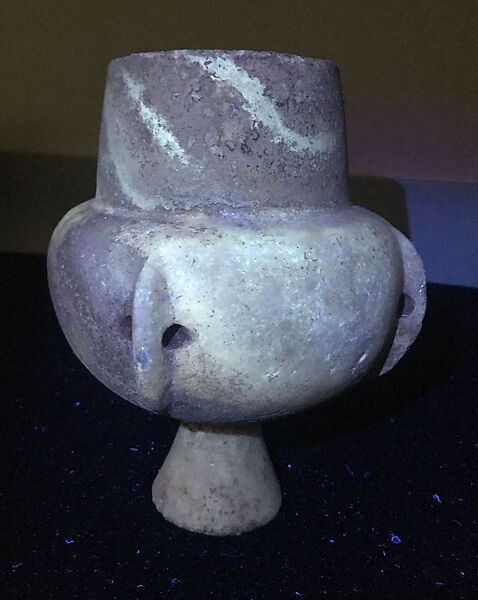 Marble vase with high foot and lug handles, Marble, Cycladic