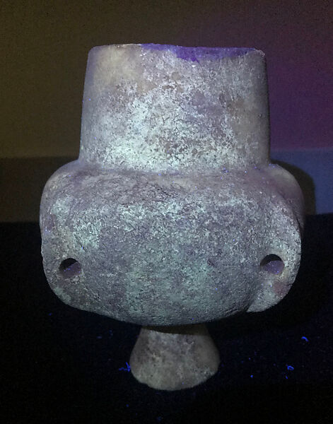 Marble vase with high foot and lug handles, Marble, Cycladic