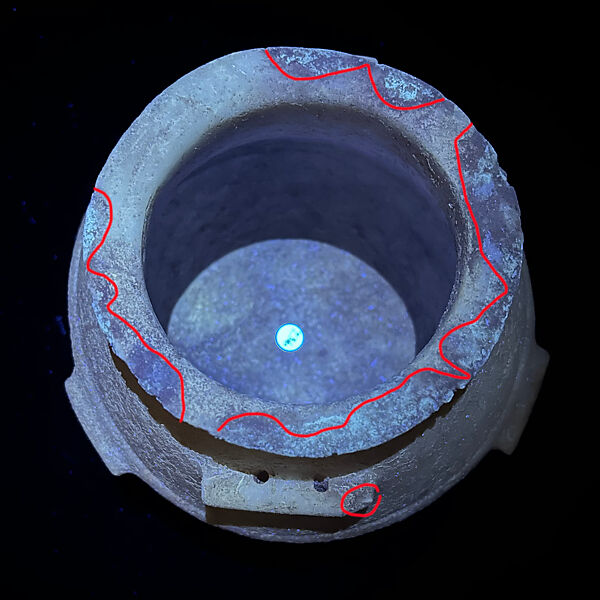 Marble vase with high foot and lug handles, Marble, Cycladic