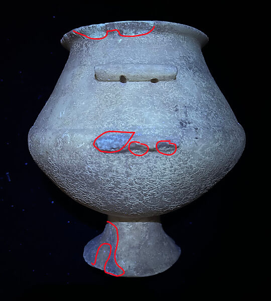 Marble vase with high foot and lug handles, Marble, Cycladic