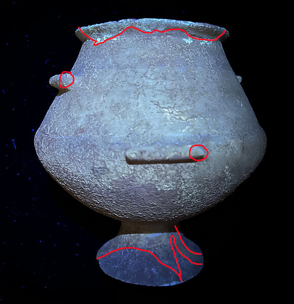 Marble vase with high foot and lug handles, Marble, Cycladic