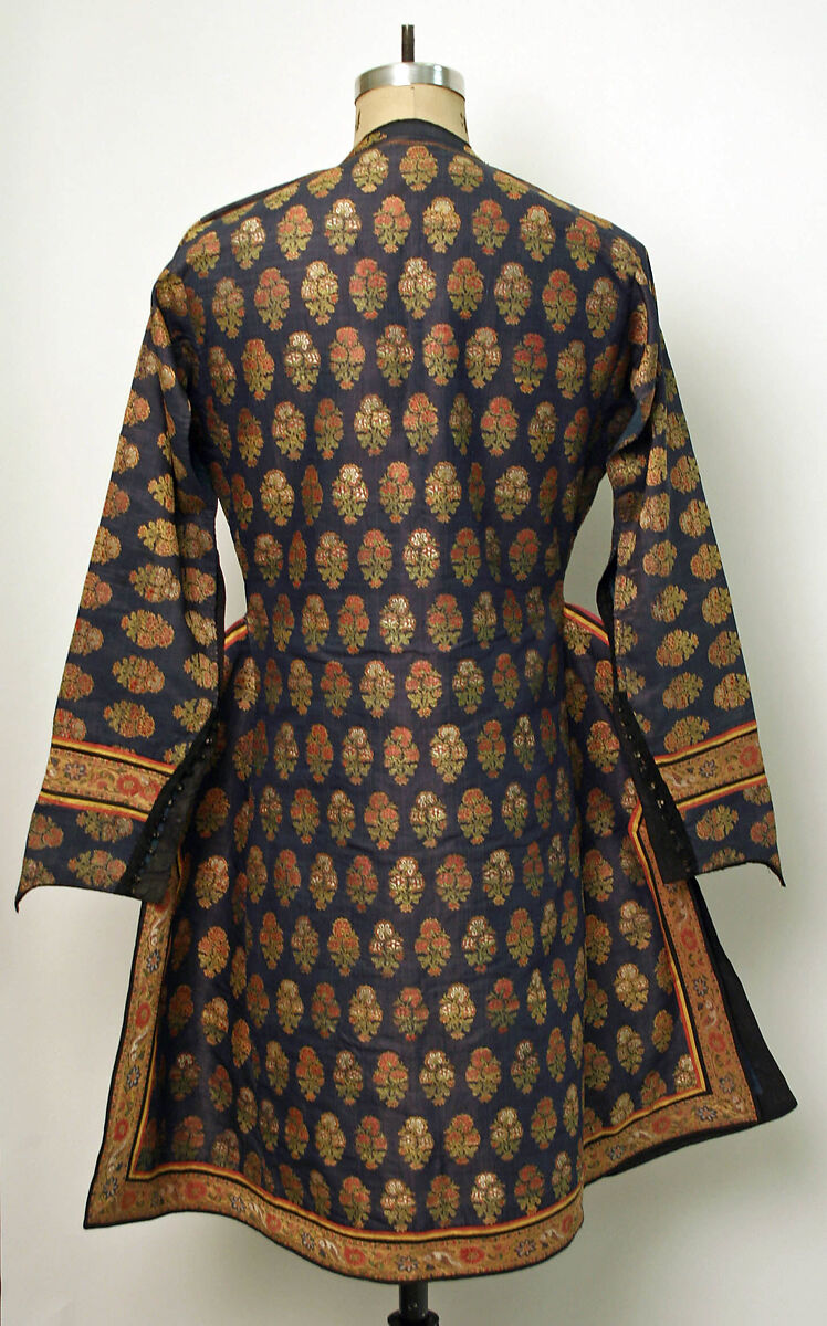 Coat, Silk, cotton, metal wrapped thread; brocaded