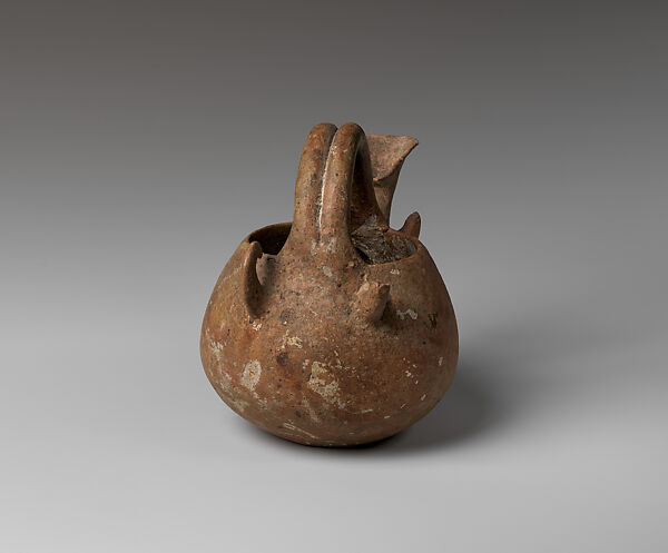 Terracotta spouted vessel with handle, Terracotta, Yortan