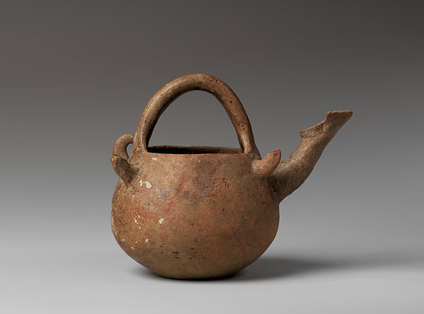 Terracotta spouted vessel with handle, Terracotta, Yortan