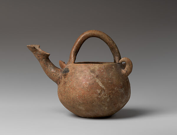 Terracotta spouted vessel with handle, Terracotta, Yortan