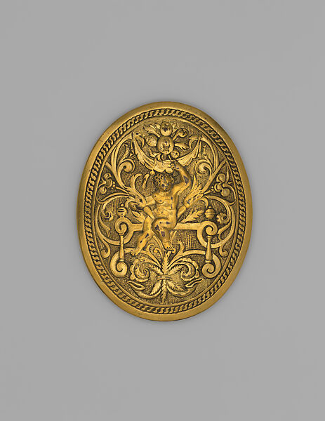 Portrait of a Patrician (possibly the Nuremberg patrician Hans II Praun, 1556–1608), Circle of Georg Holdermann (ca. 1585–1629), Pigmented wax on black manganese glass, colorless glass (later?); gilded copper, German, Nuremberg