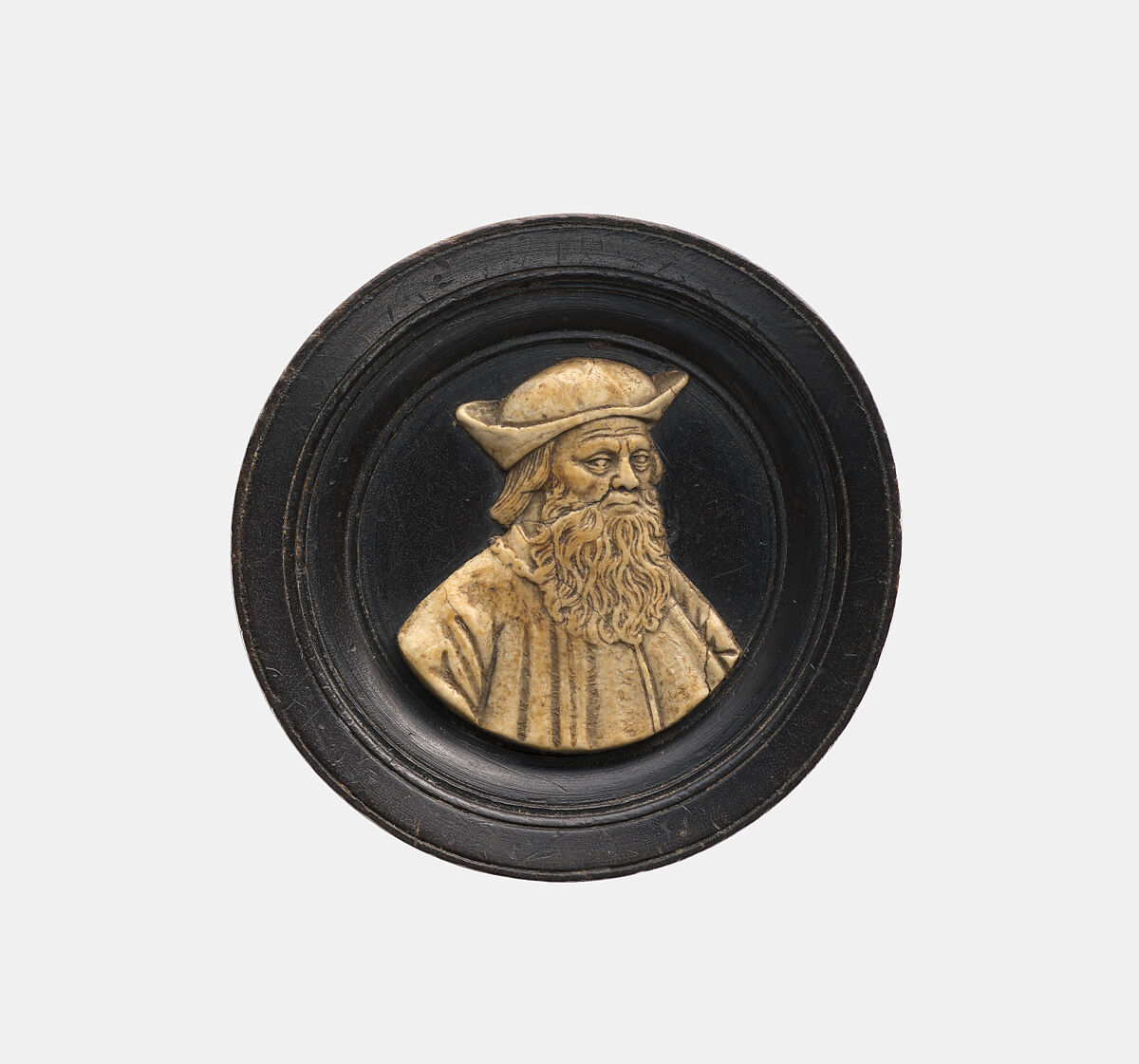 Portrait of a Humanist (possibly Johann Caesarius, Ph.D. and M.D., born Juelich 1468), Unknown South German artist, Ground marble on ebony, Southern German 