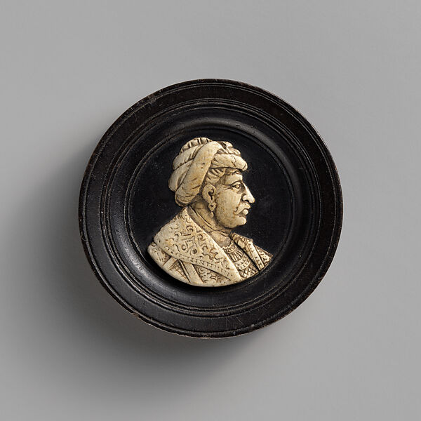 Portrait of an Unknown Mohammedan (probably a Turkish grand vizier), Unknown South German artist, Ground honestone (Jurassic limestone) on ebony and ebonized wood, Southern German 