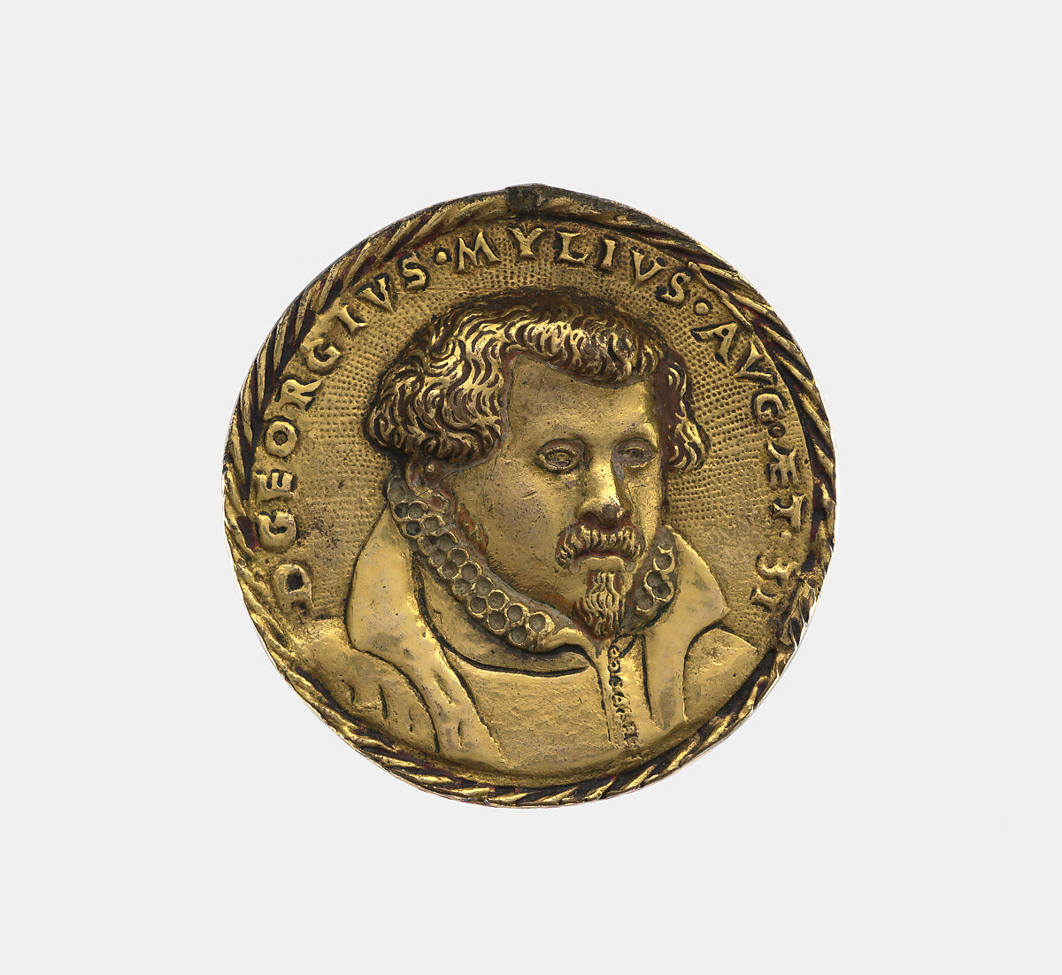 Georg Mylius, born in Augsburg 1548 (as Georg Miler), Professor of Theology in Wittenberg, d. 1607, Balduin Drentwett (German, Frisia ca. 1545–1627 Augsburg), Gilded bronze, Southern German 