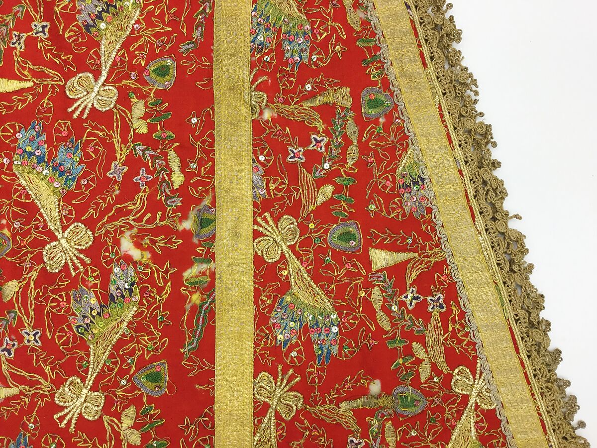 Uçetek Entari or Three-Skirt Robe, Woolen twill, padded with woolen fibers, embroidered with silk, metal thread, and metallic sequins