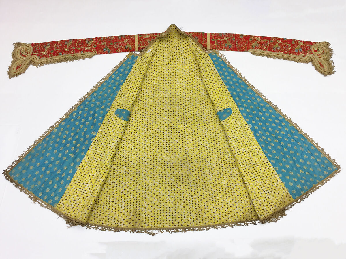 Uçetek Entari or Three-Skirt Robe, Woolen twill, padded with woolen fibers, embroidered with silk, metal thread, and metallic sequins
