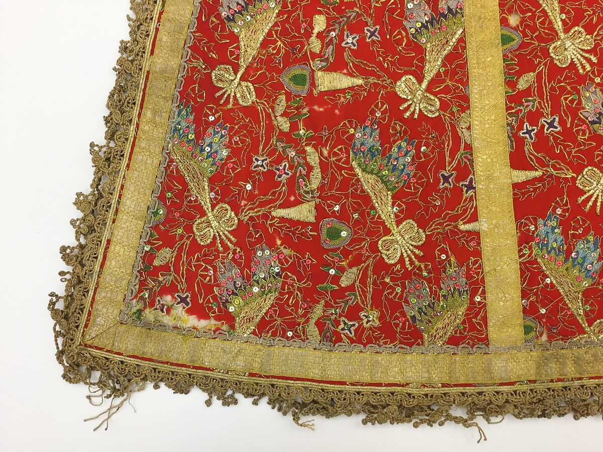 Uçetek Entari or Three-Skirt Robe, Woolen twill, padded with woolen fibers, embroidered with silk, metal thread, and metallic sequins