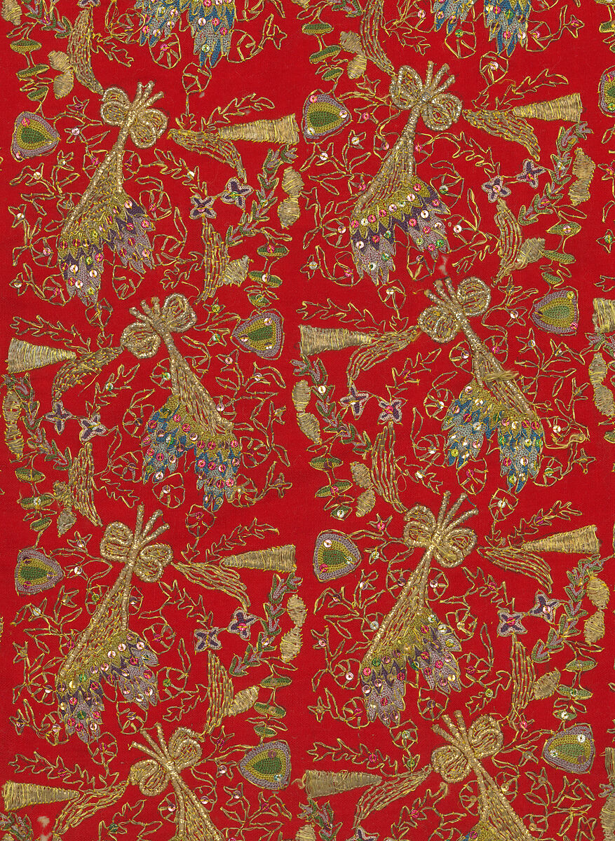 Uçetek Entari or Three-Skirt Robe, Woolen twill, padded with woolen fibers, embroidered with silk, metal thread, and metallic sequins