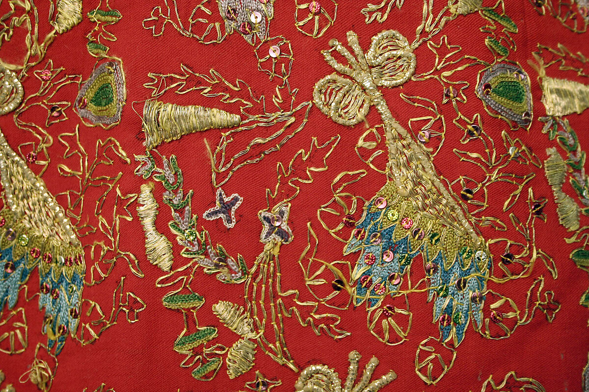 Uçetek Entari or Three-Skirt Robe, Woolen twill, padded with woolen fibers, embroidered with silk, metal thread, and metallic sequins