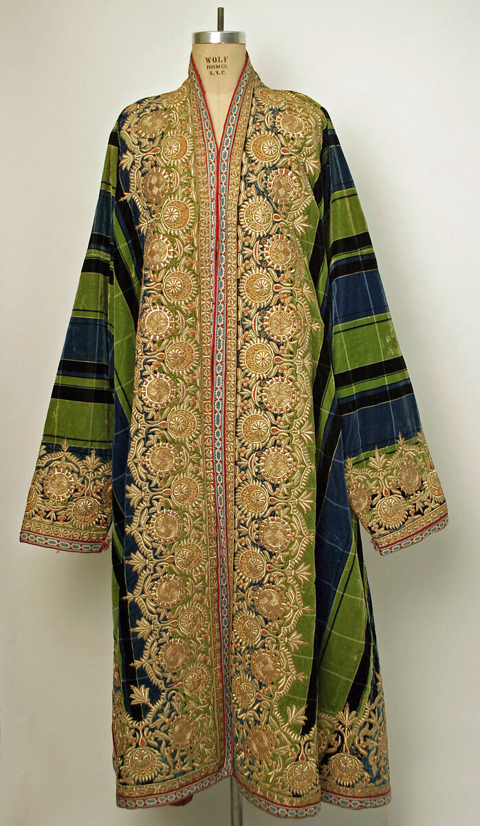 Kaftan, Silk, metal wrapped thread; embroidered 