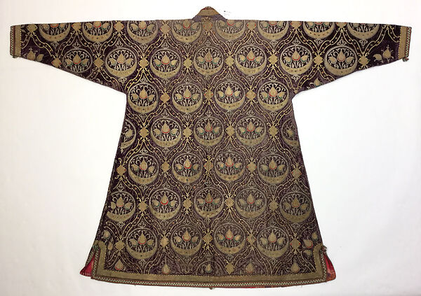 Kaftan, Silk, metal wrapped thread; embroidered, ikat weave lining