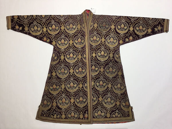 Kaftan, Silk, metal wrapped thread; embroidered, ikat weave lining