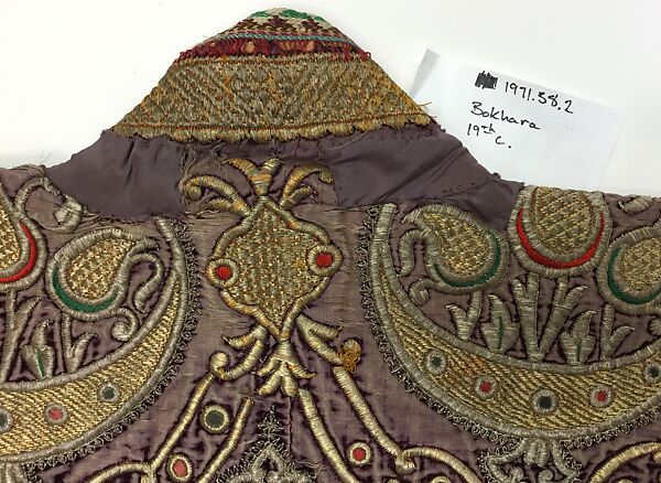 Kaftan, Silk, metal wrapped thread; embroidered, ikat weave lining