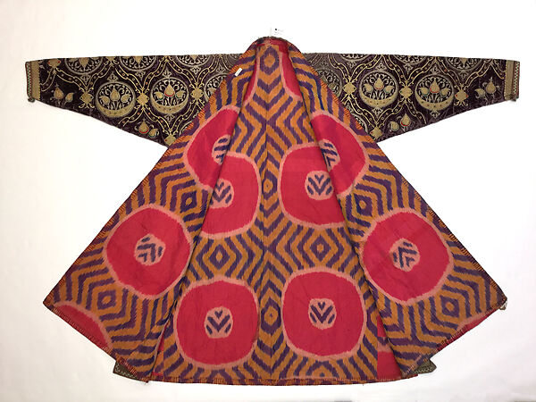Kaftan, Silk, metal wrapped thread; embroidered, ikat weave lining