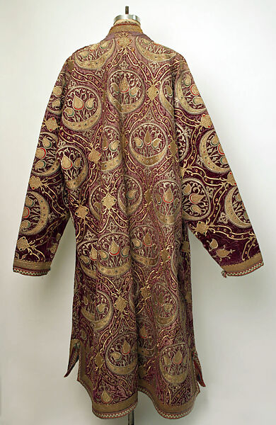 Kaftan, Silk, metal wrapped thread; embroidered, ikat weave lining